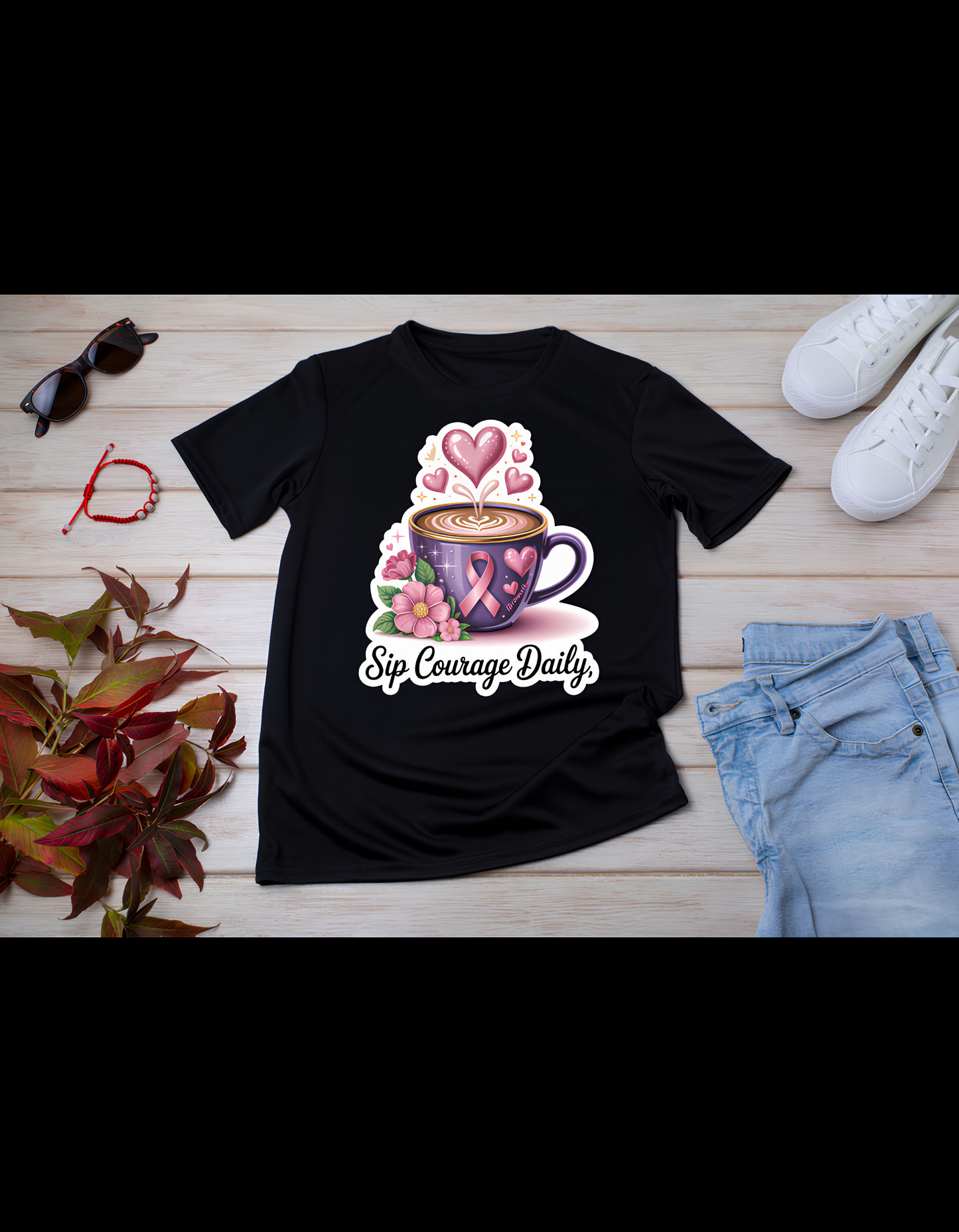 Sip Courage Daily Motivational Graphic T-Shirt
