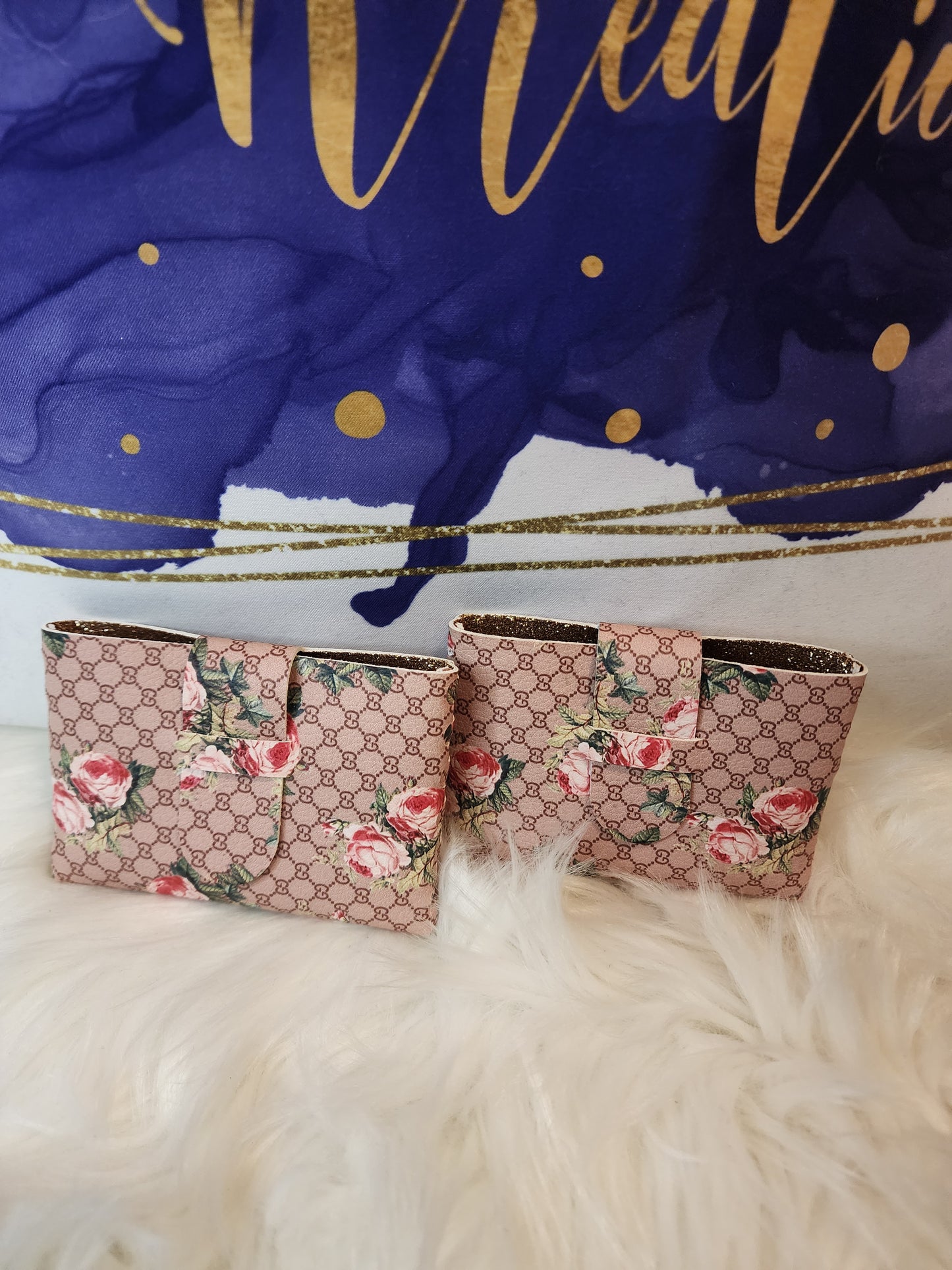 Brown Rose Double G Faux Leather Coin Purse