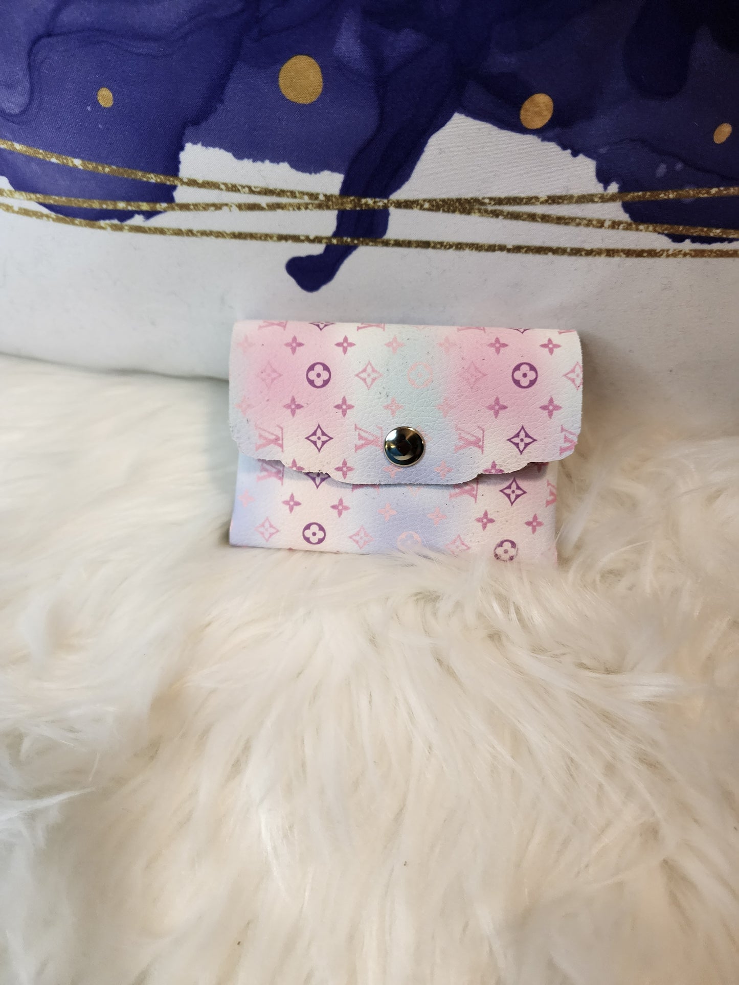 Pastel Girl Love With Silver Snap Faux Leather Coin Purse