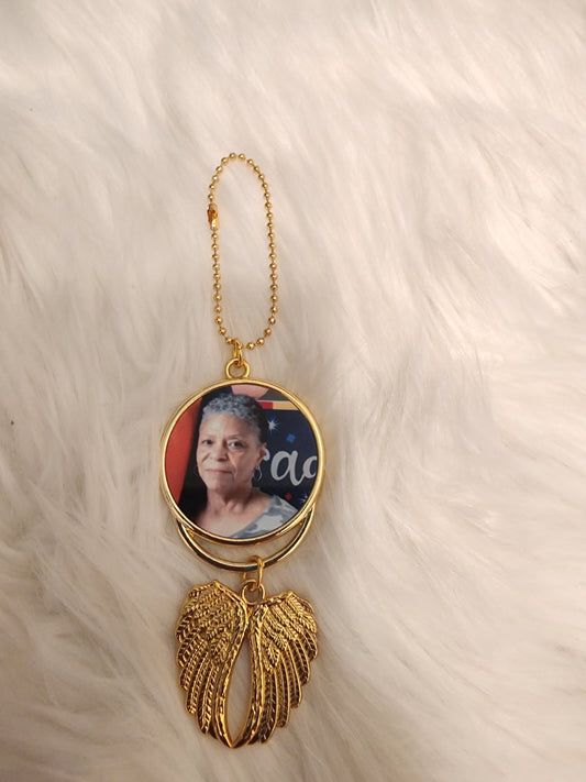 Custom Memorial Photo Ornament with Angel Wings – Personalized Keepsake Gift