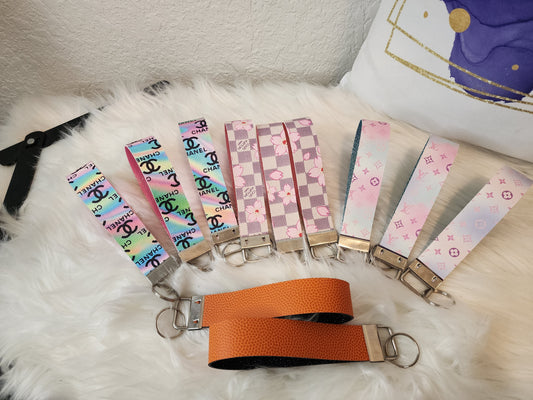 Faux Leather Wristlet Keychains