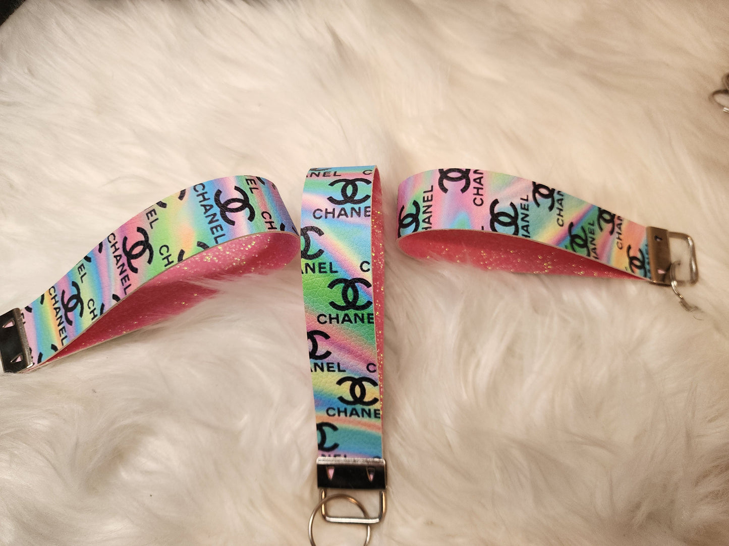 Faux Leather Wristlet Keychains