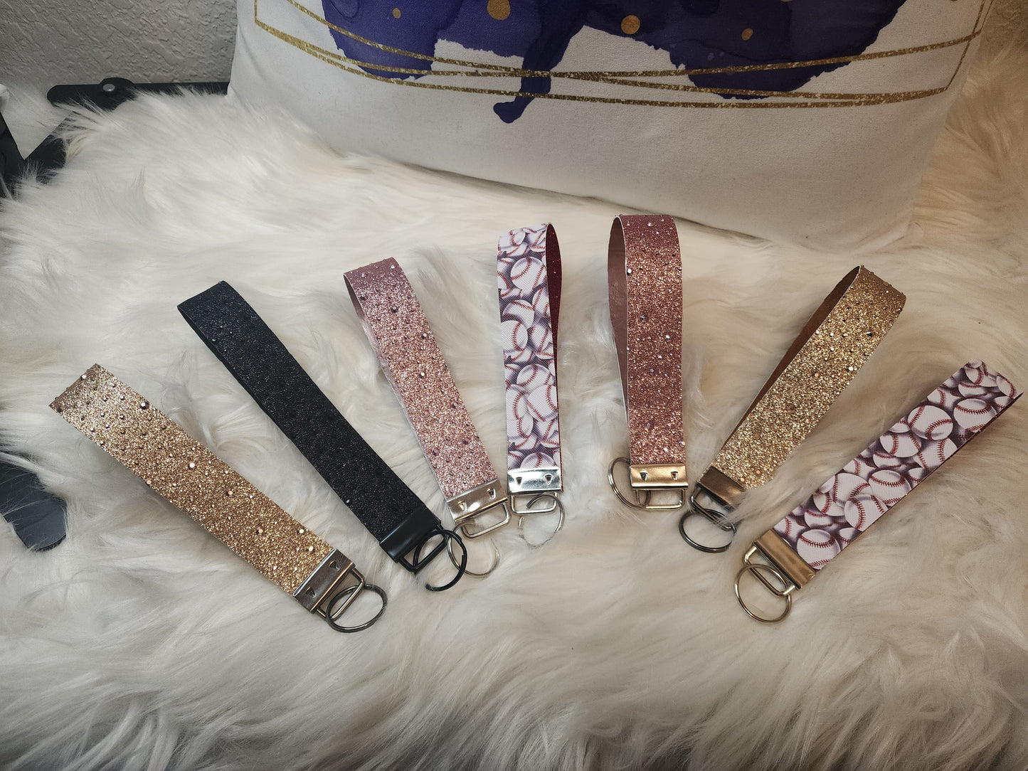 Faux Leather Wristlet Keychains