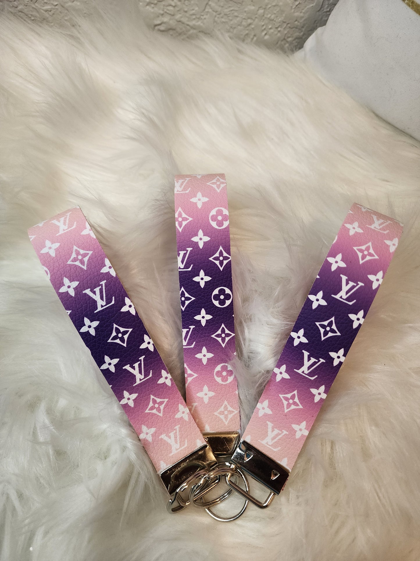 Faux Leather Wristlet Keychains