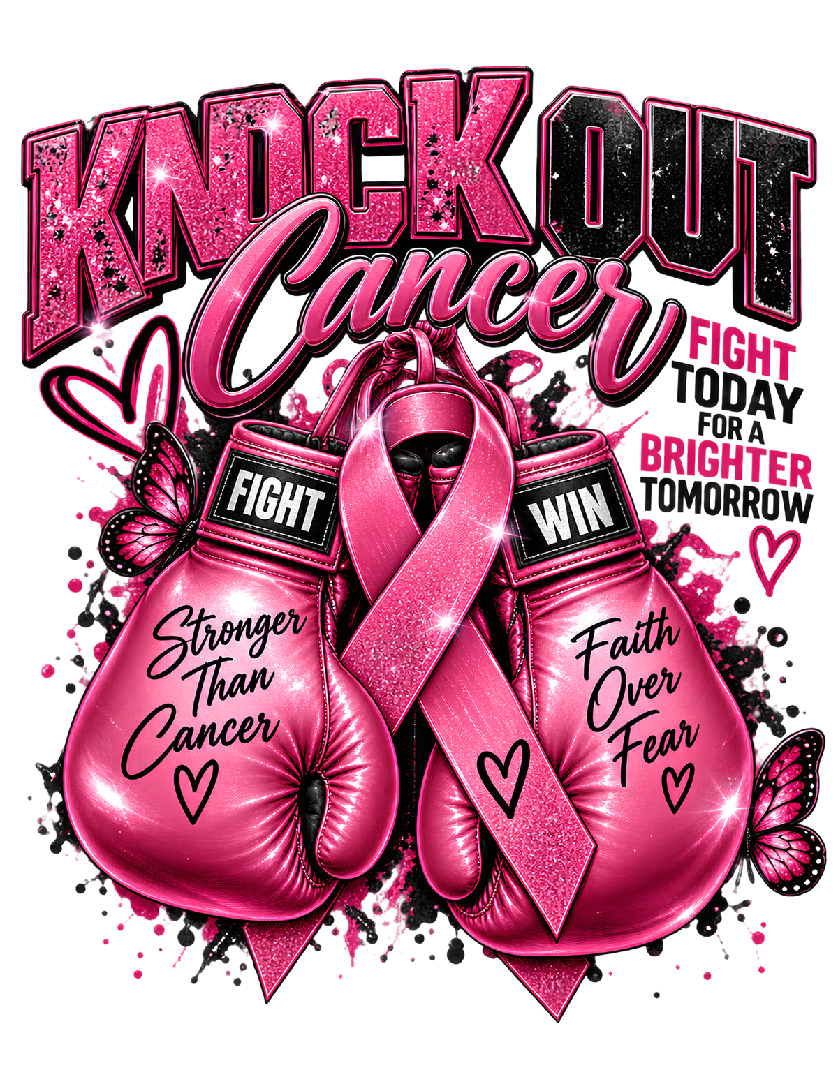 Knock Out Cancer Awareness Graphic T-Shirt