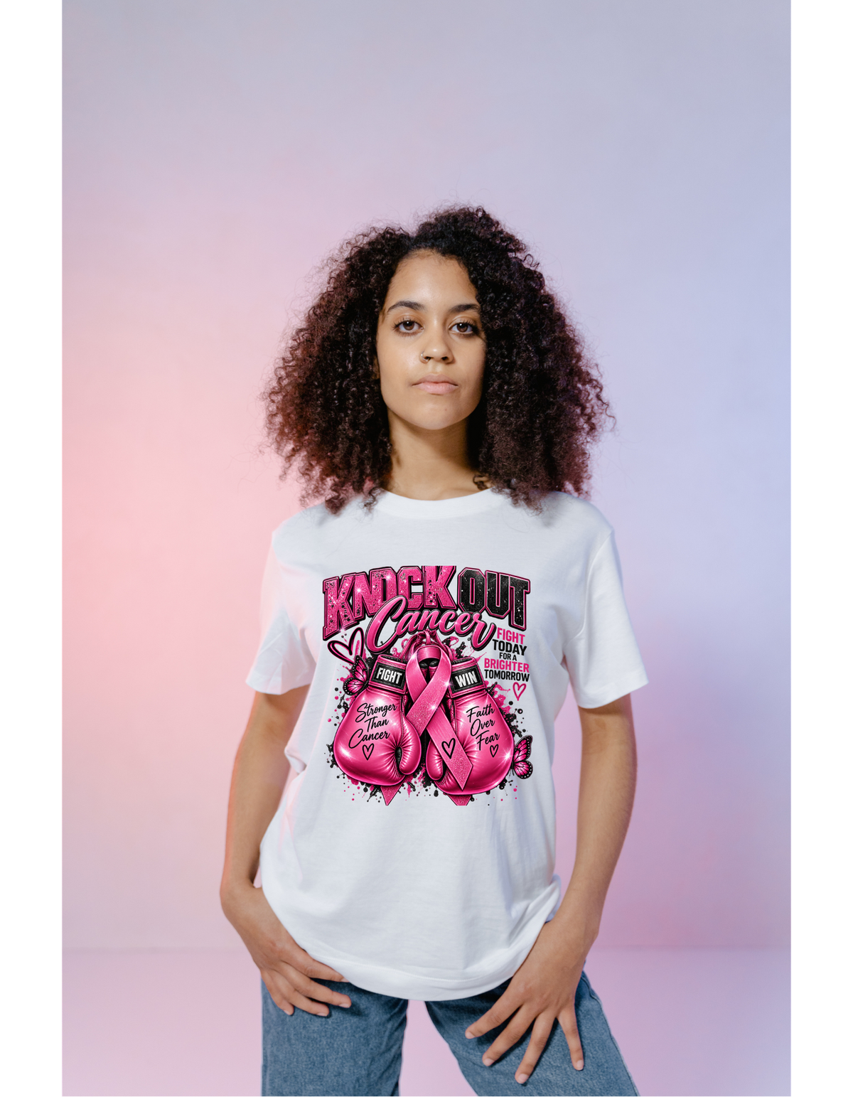 Knock Out Cancer Awareness Graphic T-Shirt