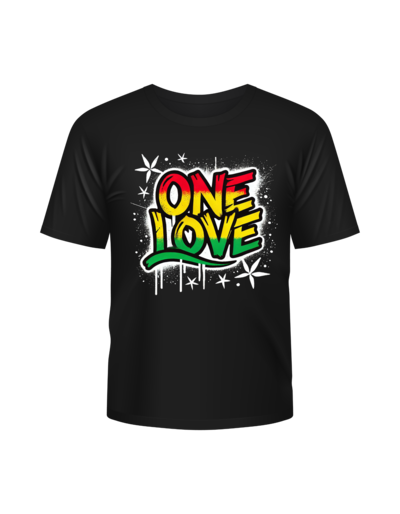 One Love Graffiti T-Shirt – Reggae Rasta Graphic Tee