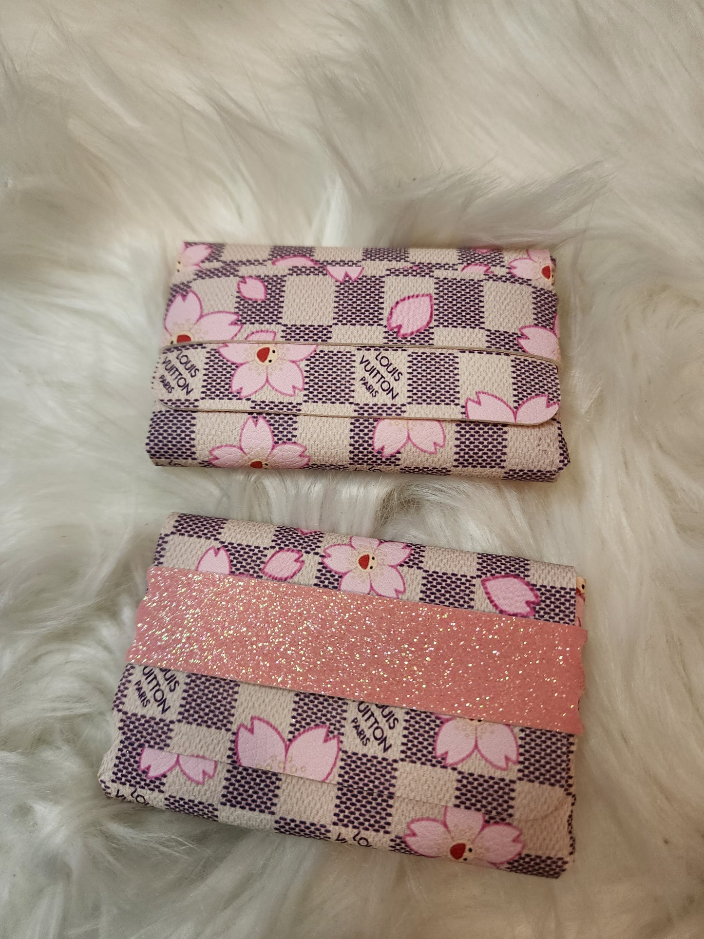 Rose Girl Checkered Faux Leather Coin Purses