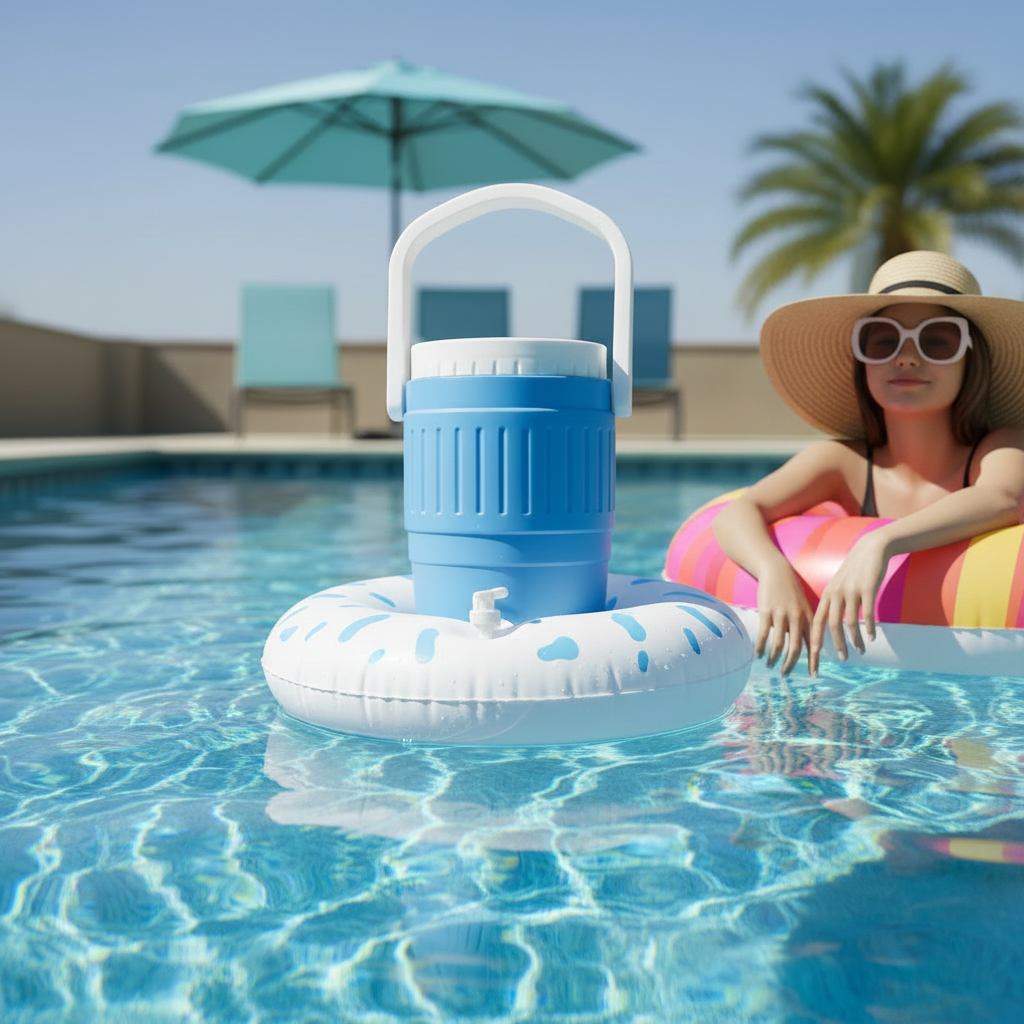 Baby Blue Cooler Jug with Person on Floatie
