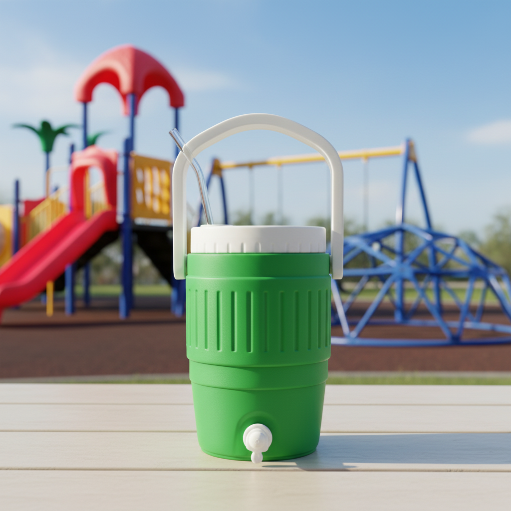 Green and White Cooler Jug at Playground