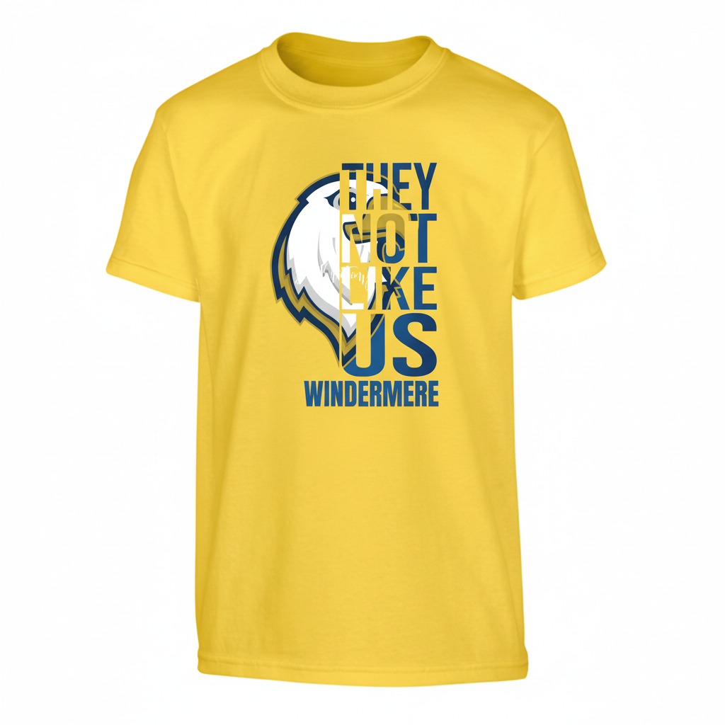 Windermere They Not Like Us School Spirit T-Shirt Flat Lay