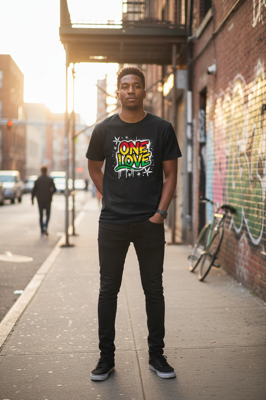 One Love Graffiti T-Shirt Lifestyle Mockup