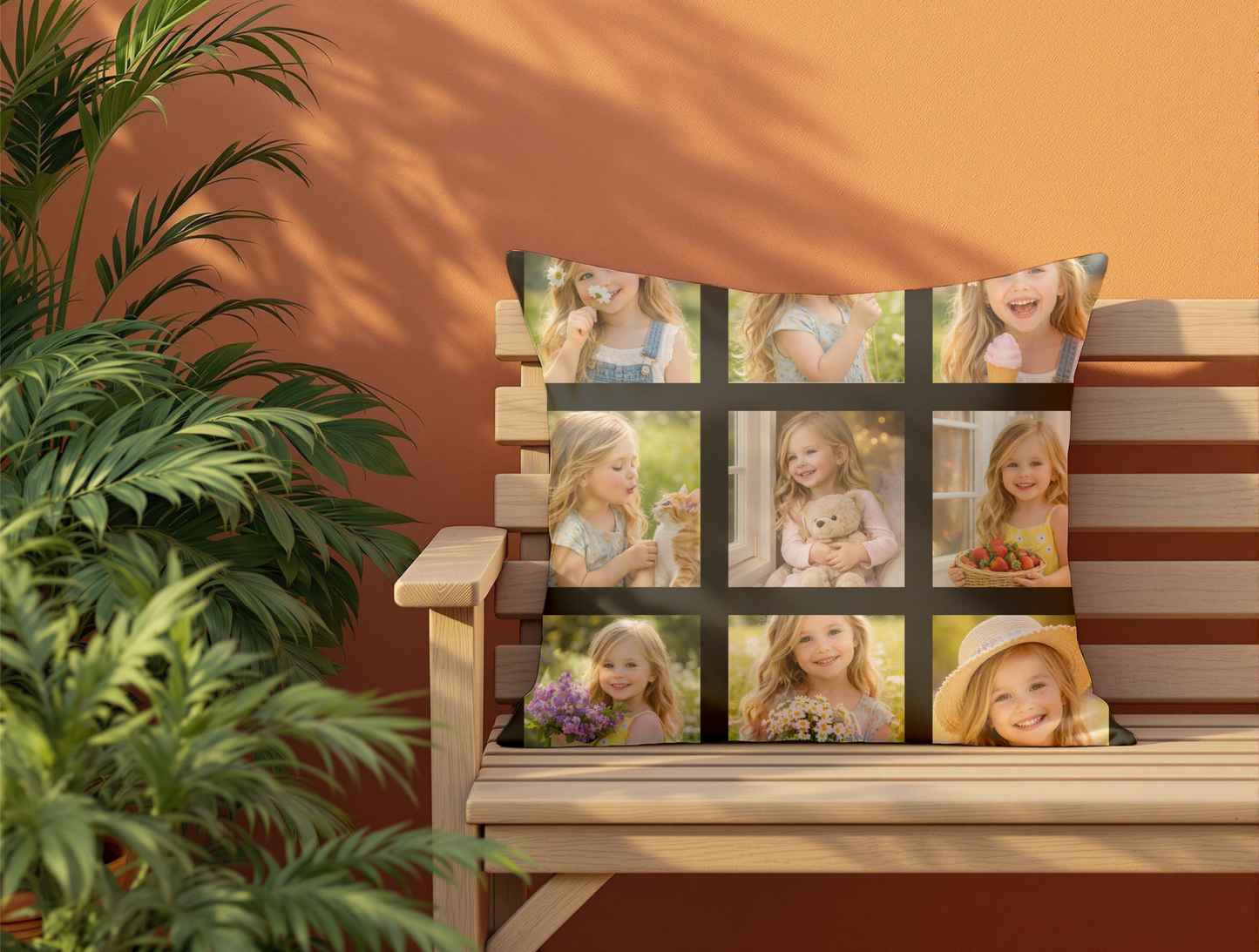Custom 9 Panel Photo Collage Pillow – Personalized Picture Pillow Gift