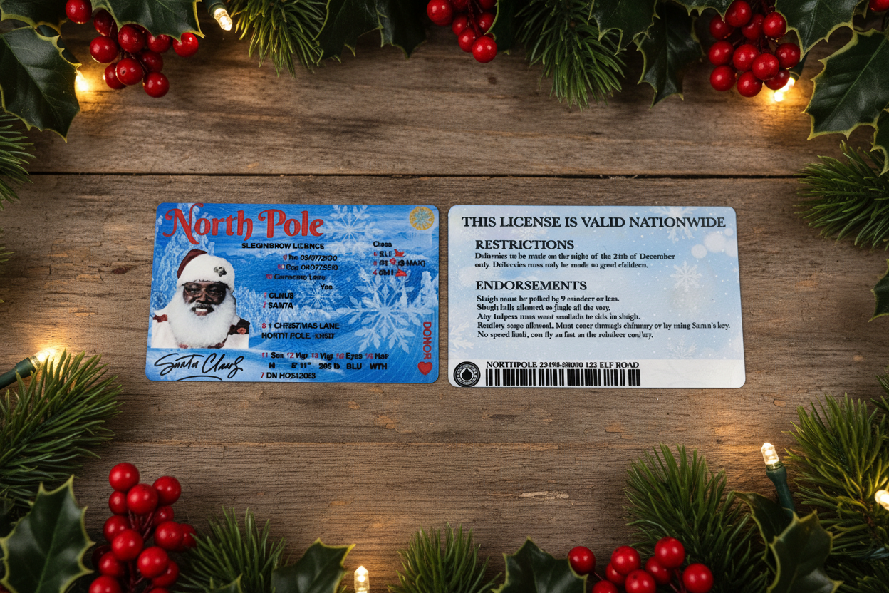 Santa's North Pole Sleigh License Mockup